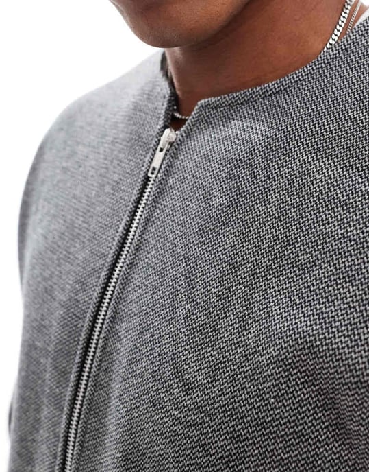 ASOS DESIGN co-ord zip through cardigan in texture in grey - Image 4