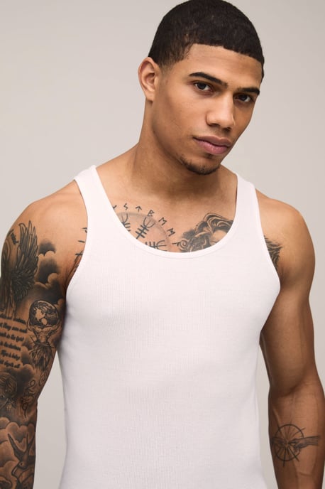 Basic Slim Fit Ribbed Vest - Image 3
