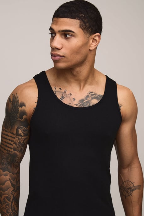 Basic Slim Fit Ribbed Vest - Image 3