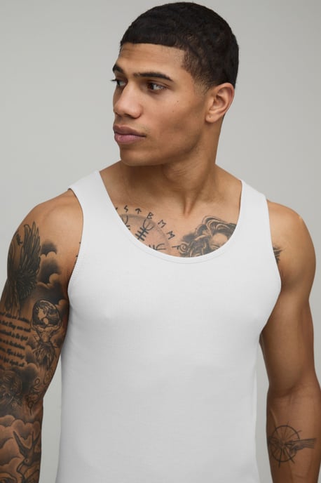 Basic Muscle Fit Ribbed Vest - Image 3