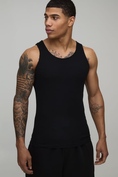 Basic Muscle Fit Ribbed Vest - Image 1