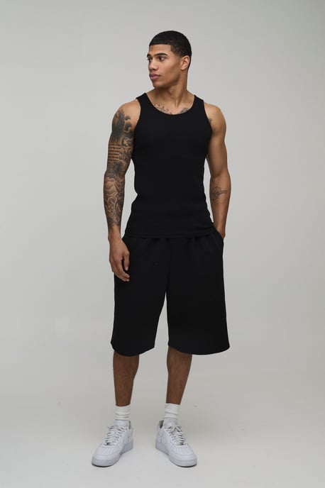 Basic Muscle Fit Ribbed Vest - Image 4
