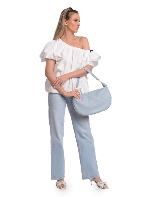 Isabella Rhea Turquoise Rundleer Tas - Image 5
