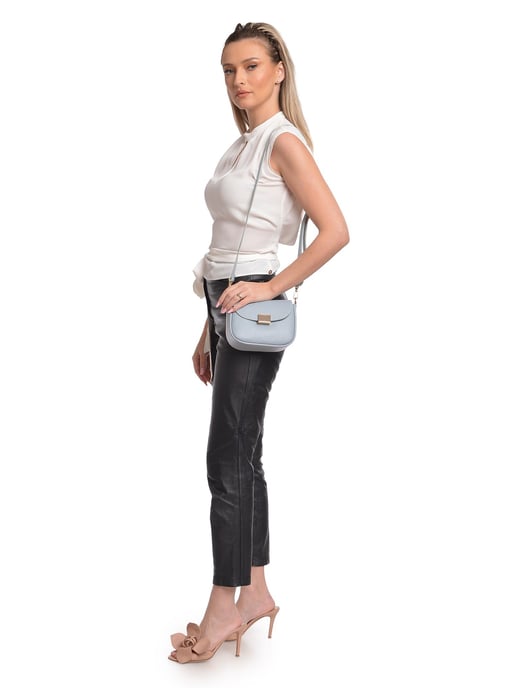 Anna Luchini Turquoise Rundleer Tas - Image 5