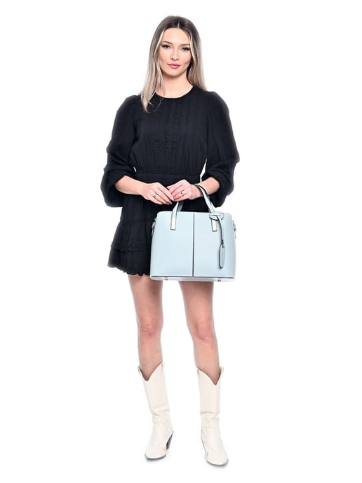 Anna Luchini Turquoise Rundleer Tas - Image 5