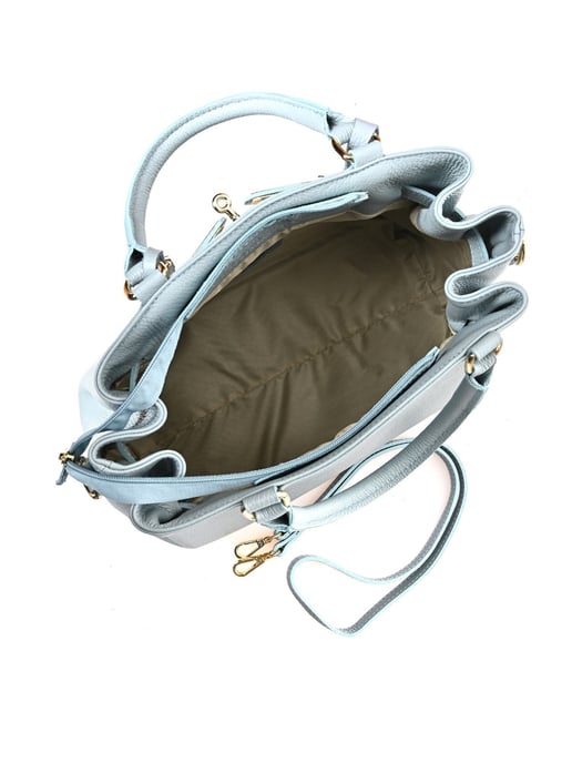 Anna Luchini Turquoise Rundleer Tas - Image 4