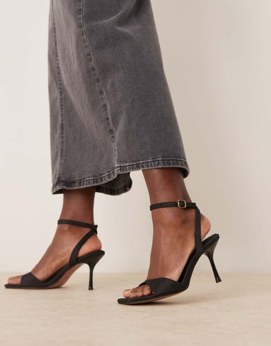 ASOS DESIGN Hollow barely there heeled sandals in black - Image 4