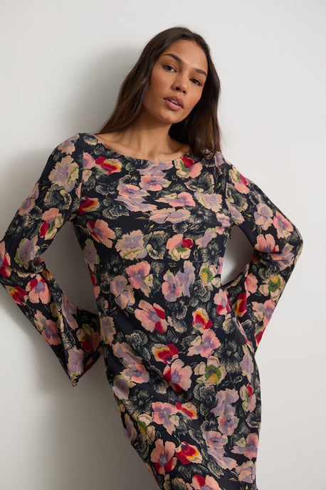 Floral Bias Cut Scoop Back Midaxi Dress - Image 4