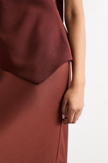 Strapless Structured Bodice Satin Midi Dress - Image 4