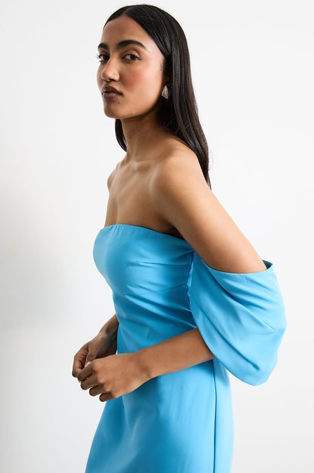 Stretch Crepe Bardot Column Midi Dress - Image 2