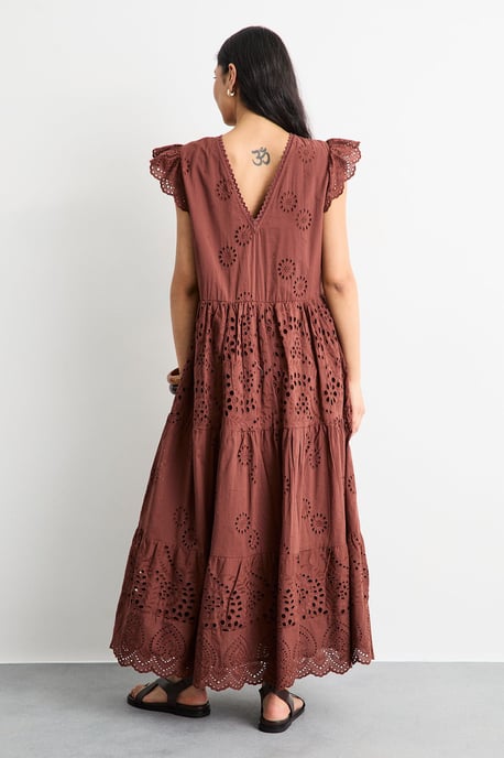 Broderie Mix Tiered Midi Dress - Image 3
