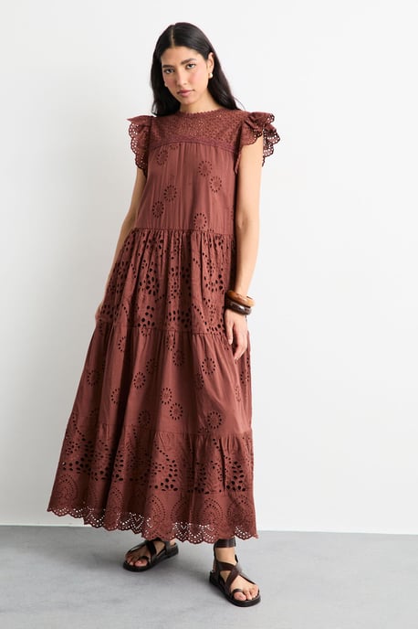 Broderie Mix Tiered Midi Dress - Image 4