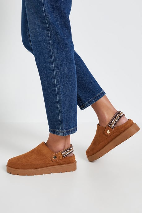 Zinnias Faux Slingback Closed Toe Cosy Mules - Image 1