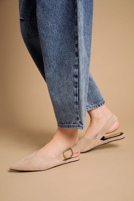 Binx Faux Suede Slingback Pointed Flat Shoes - Image 1
