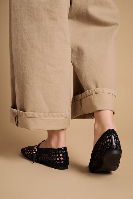 Alex Faux Leather Woven Mary-Jane Ballet Pumps - Image 4