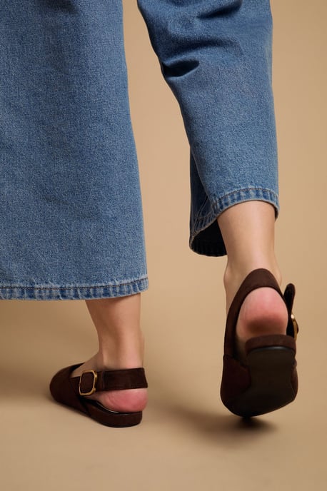 Binx Faux Suede Slingback Pointed Flat Shoes - Image 3
