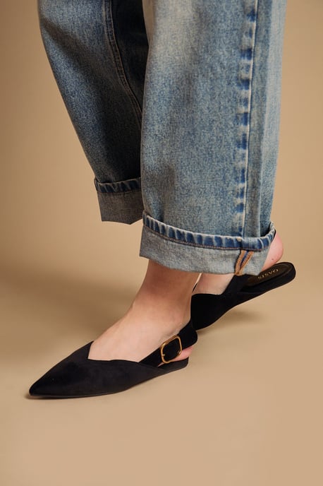Binx Faux Suede Slingback Pointed Flat Shoes - Image 1