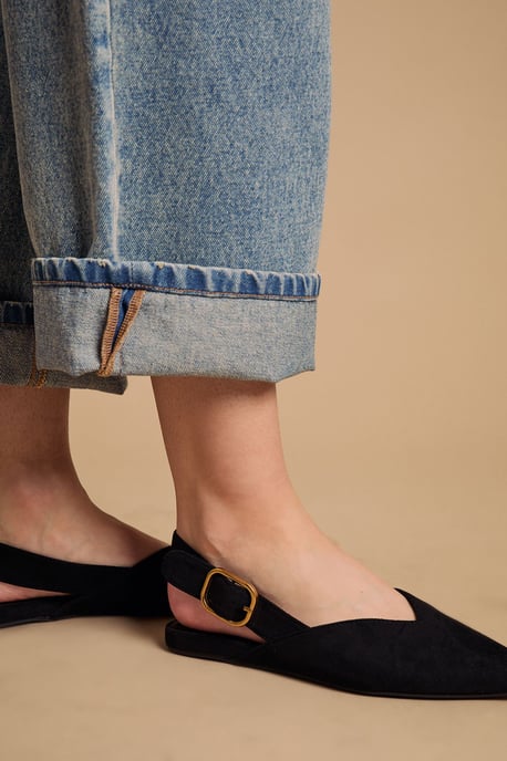 Binx Faux Suede Slingback Pointed Flat Shoes - Image 4