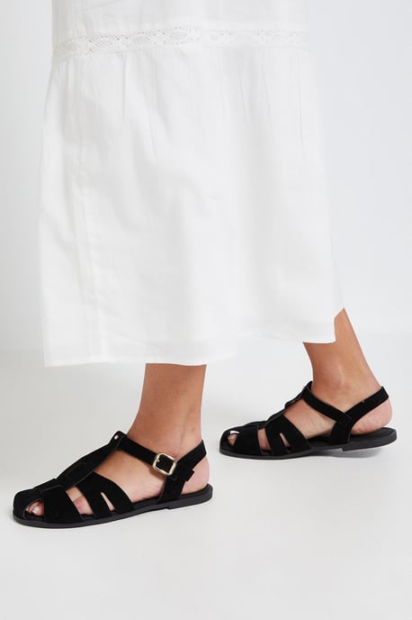 Freddie Faux Suede Fisherman Flat Shoes - Image 1