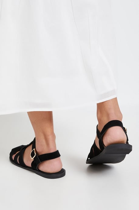 Freddie Faux Suede Fisherman Flat Shoes - Image 3