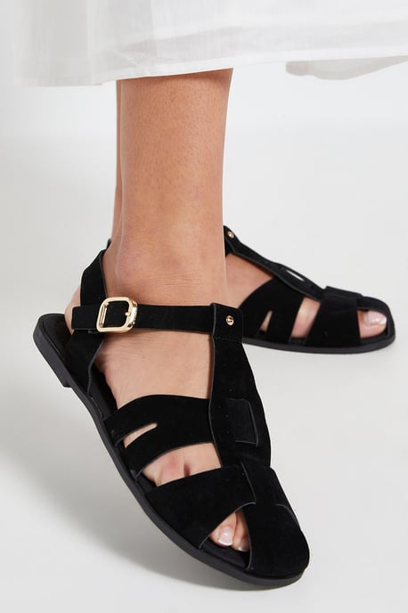 Freddie Faux Suede Fisherman Flat Shoes - Image 4