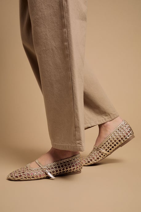 Alex Faux Leather Woven Mary-Jane Ballet Pumps - Image 3