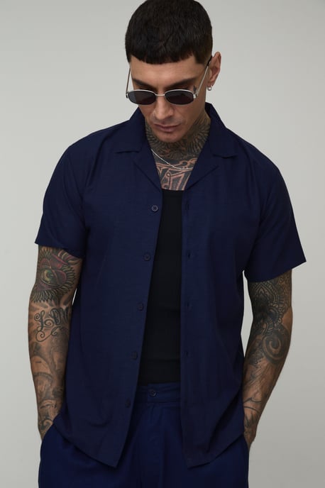 Tall Regular Short Sleeve Linen Blend Shirt - Image 1