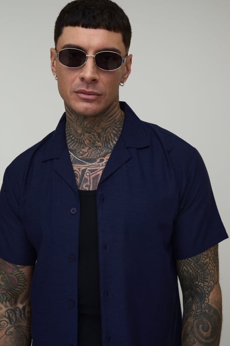 Tall Regular Short Sleeve Linen Blend Shirt - Image 3
