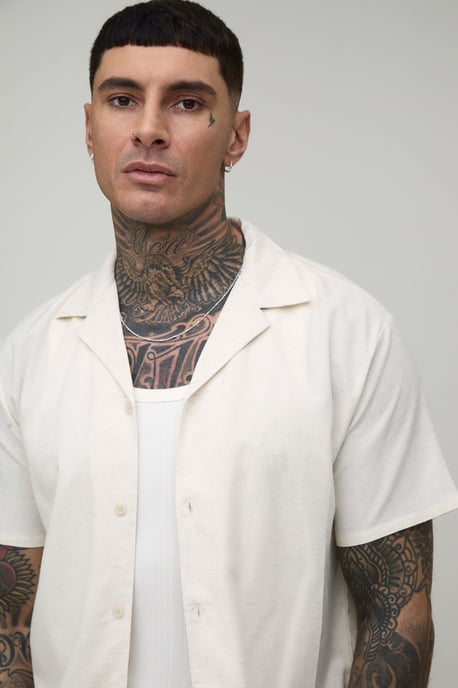 Tall Regular Short Sleeve Linen Blend Shirt - Image 3