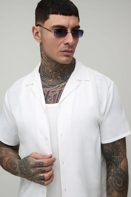 Tall Regular Short Sleeve Linen Blend Shirt - Image 2