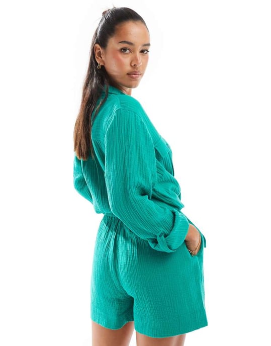 Accessorize beach short co-ord in green - Image 4