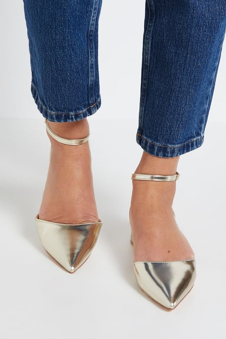 Bennie Faux Leather Pointed Low Block Heel Court Shoes - Image 2