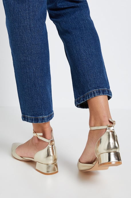 Bennie Faux Leather Pointed Low Block Heel Court Shoes - Image 3