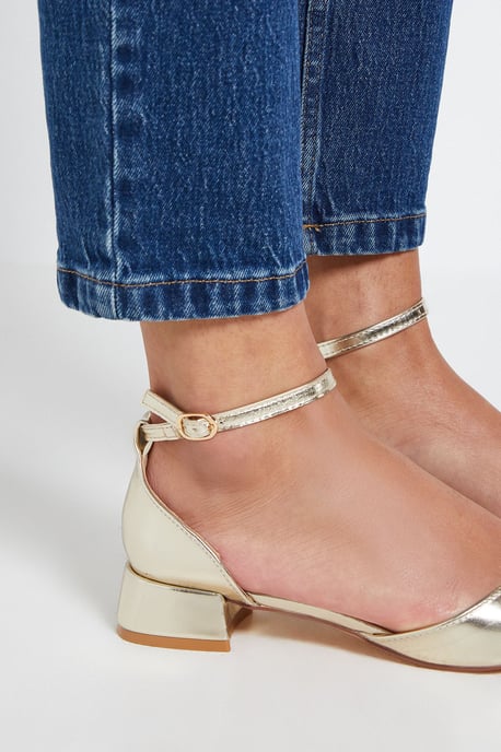 Bennie Faux Leather Pointed Low Block Heel Court Shoes - Image 4