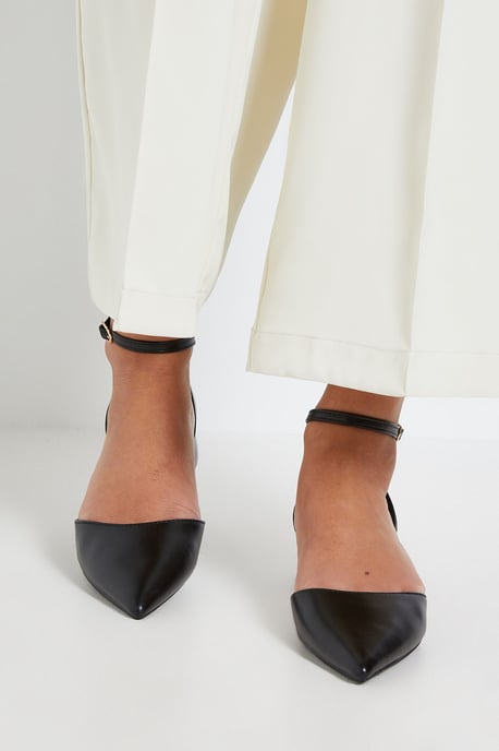 Bennie Faux Leather Pointed Low Block Heel Court Shoes - Image 2