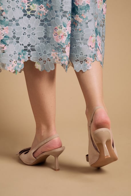 Kiki Faux Suede Bow Detail Stiletto Heel Court Shoes - Image 4