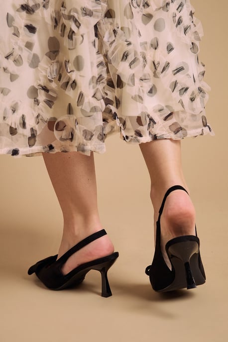 Kiki Faux Suede Bow Detail Stiletto Heel Court Shoes - Image 4