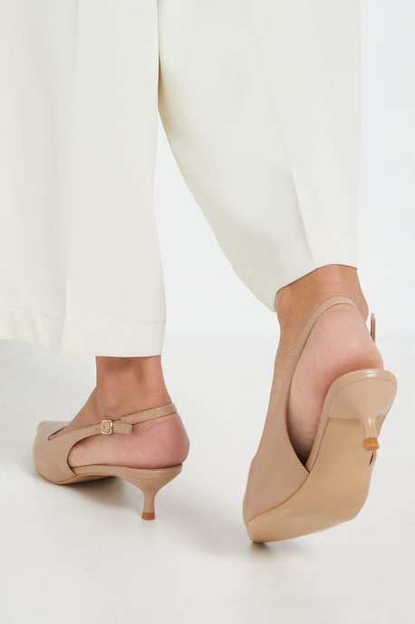 Faelina Faux Leather Slingback Kitten Heel Court Shoes - Image 3