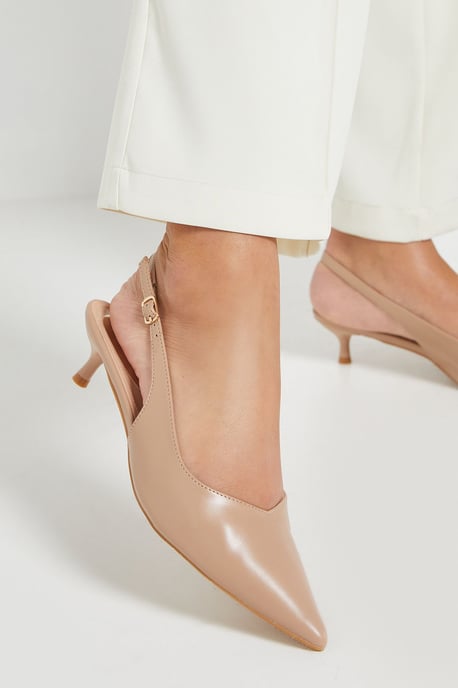 Faelina Faux Leather Slingback Kitten Heel Court Shoes - Image 4