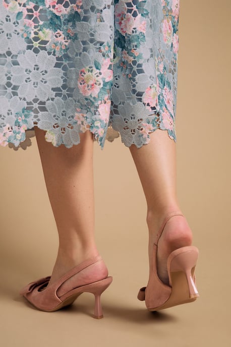 Kiki Faux Suede Bow Detail Stiletto Heel Court Shoes - Image 3