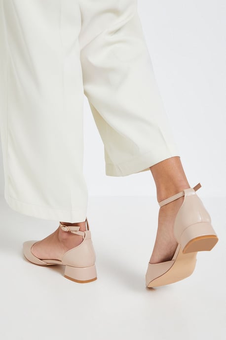 Bennie Faux Leather Pointed Low Block Heel Court Shoes - Image 3