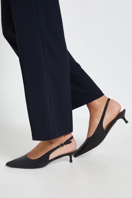 Faelina Faux Leather Slingback Kitten Heel Court Shoes - Image 1