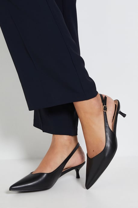 Faelina Faux Leather Slingback Kitten Heel Court Shoes - Image 4