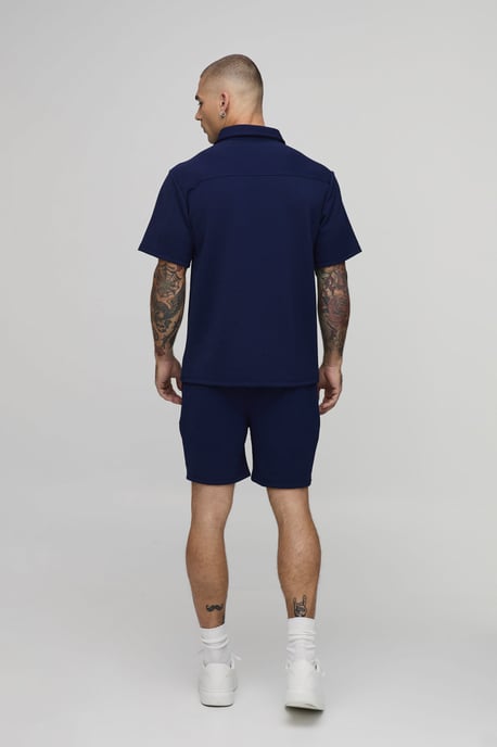 Short Sleeve Jersey Herringbone Shirt And Short Set - Image 2