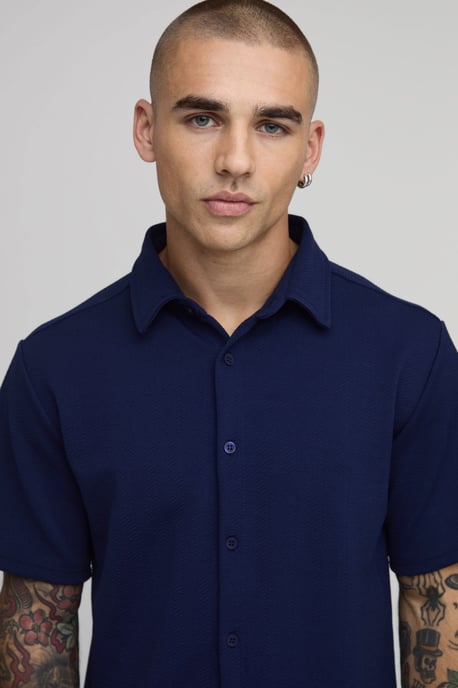Short Sleeve Jersey Herringbone Shirt And Short Set - Image 3