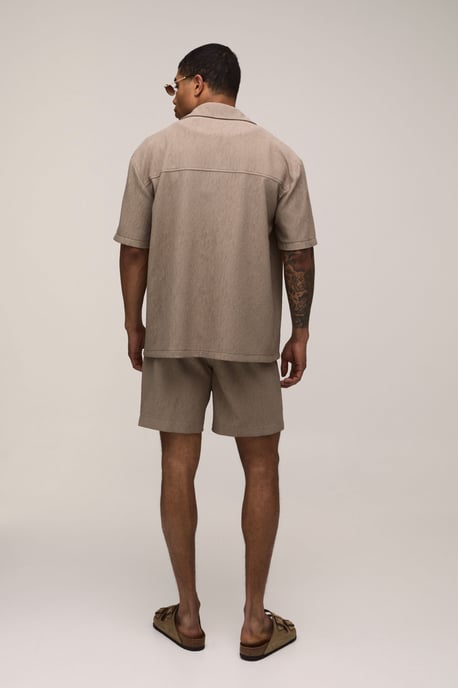 Oversized Shirt and Relaxed Mid Length Short Pleated Set - Image 2