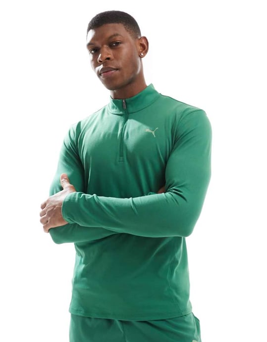 Puma Evolve Training slim 1/4 zip sweatshirt in green - Image 1