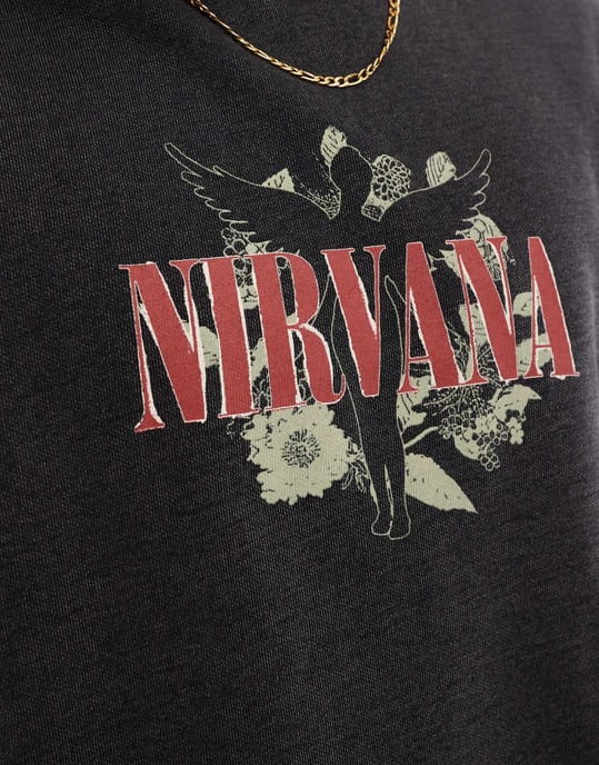 ASOS DESIGN unisex Relaxed license sweatshirt with Nirvana prints in washed black - Image 3