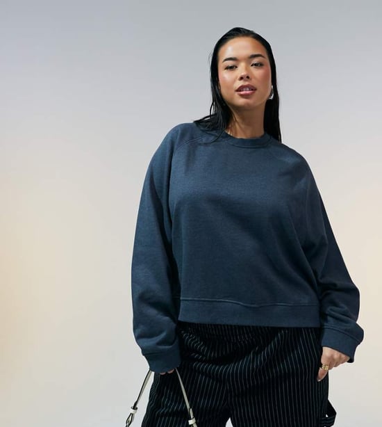 ASOS DESIGN Curve oversized sweat with raglan detail in charcoal - Image 1