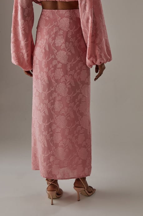 Chiffon Jacquard Bias Maxi Skirt - Image 3